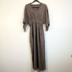 Hand made brown long linen dress size small